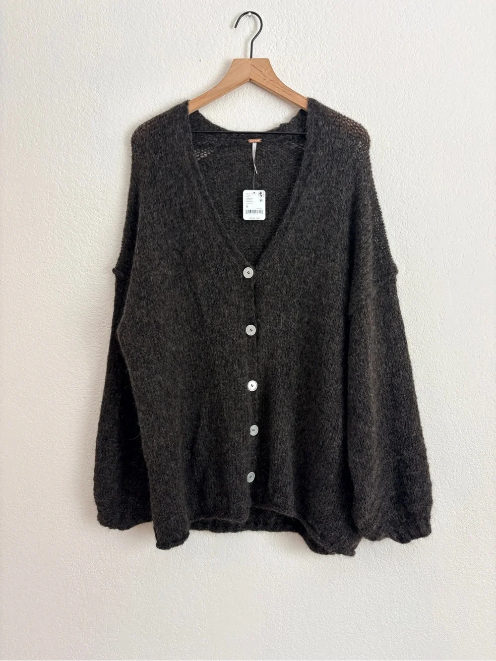 NWT Free People Marina Soft Spun Cardigan Sweater in Espresso